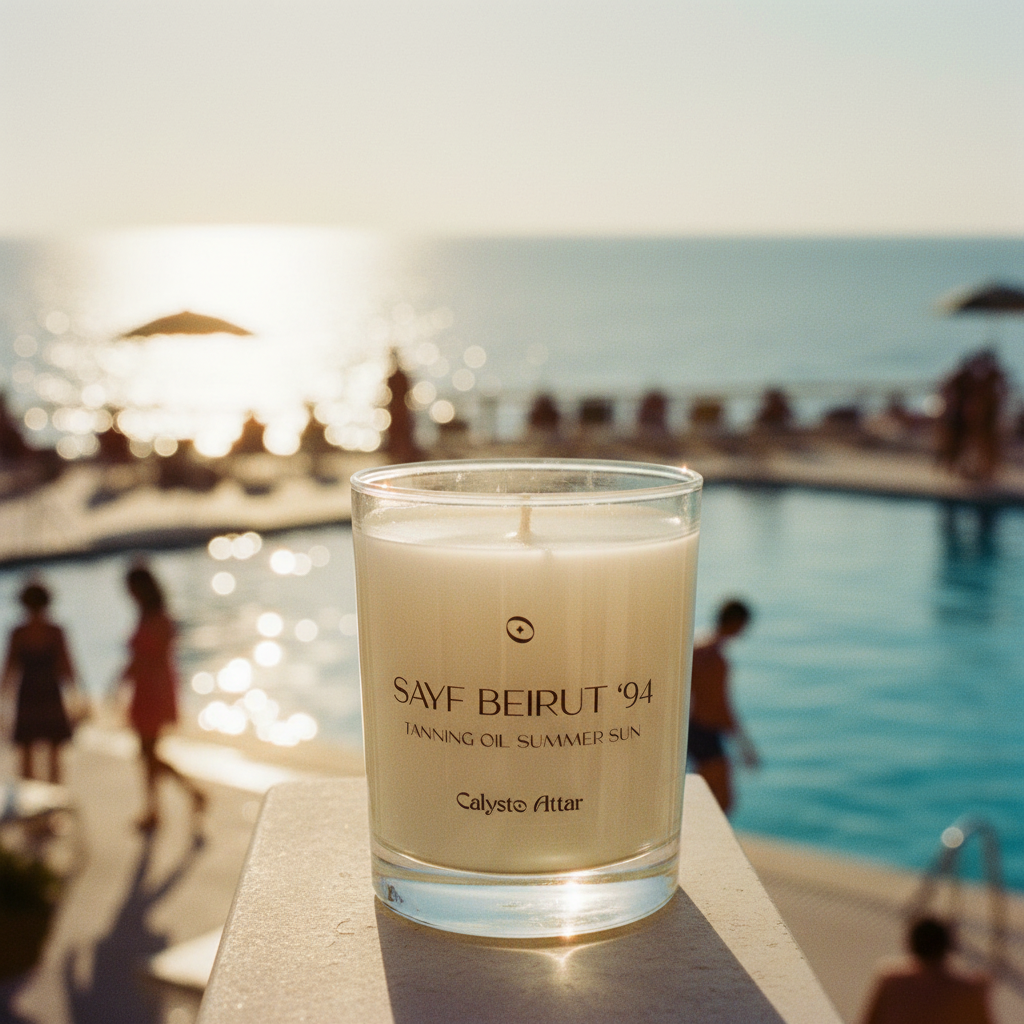 SAYF BEIRUT bright white candle with Mediterranean sea